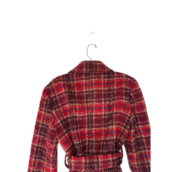 Tabitha Moretown Plaid Ruffle Jacket Red Academia Dressy Wool Blend Work Size 12 - Picture 7 of 11